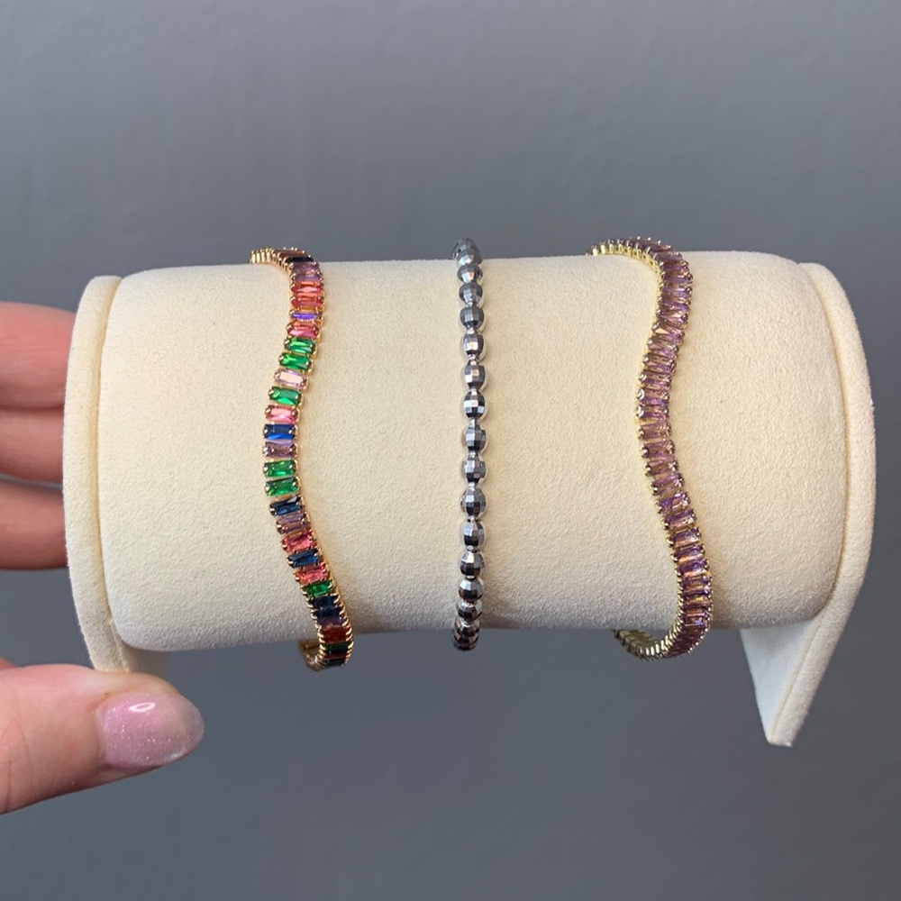 3 PC Set - NEW - Pretty Bird Real Gold Plated Tennis Bracelets 7.5”